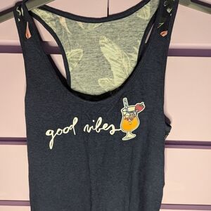 Good Vibes Navy Women’s Graphic Tank Top Twik
